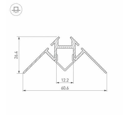 Профиль Arlight ARH-DECORE-S12-INT-2000 ANOD внутренний 023868 Профиль Arlight ARH-DECORE-S12-INT-2000 ANOD внутренний 023868
