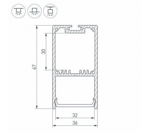 Профиль Arlight SL-LINE-3667-2500 BLACK+OPAL 027987
