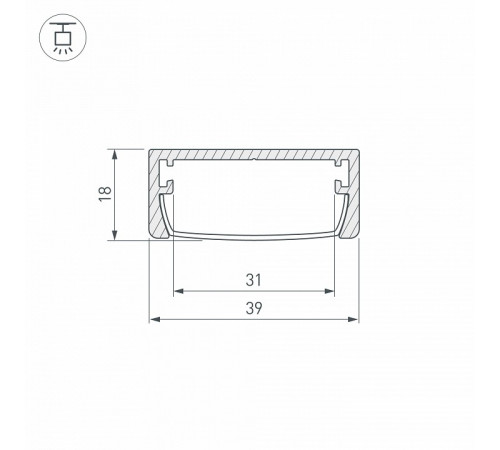 Алюминиевый профиль Arlight ARH-Wide-W39-2000 Anod 030982