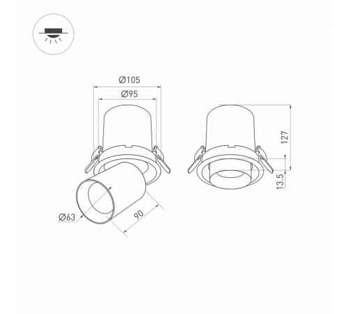 Встраиваемый светодиодный спот Arlight LTD-Pull-R100-10W Day4000 031364 Встраиваемый светодиодный спот Arlight LTD-Pull-R100-10W Day4000 031364