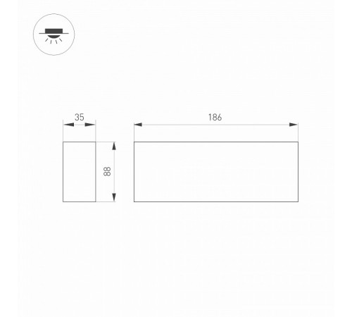 Накладной светильник Arlight SP-Orient-Surface-TC-S186x35-15W Warm3000 031861 Накладной светильник Arlight SP-Orient-Surface-TC-S186x35-15W Warm3000 031861