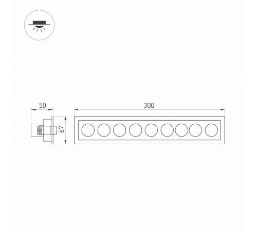 Встраиваемый светодиодный светильник Arlight MS-Orient-Built-Turn-TC-S67x300-20W Day4000 032231