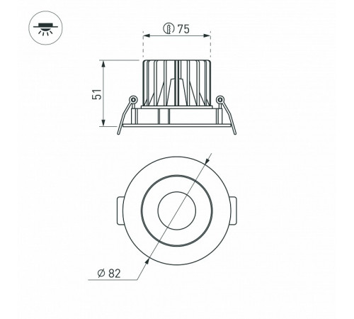 Встраиваемый светильник Arlight MS-FORECAST-BUILT-TURN-R82-8W Warm3000 035448(1)