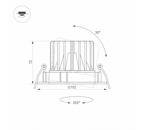 Встраиваемый светодиодный светильник Arlight MS-Forecast-Built-Turn-R102-12W 035452 Встраиваемый светодиодный светильник Arlight MS-Forecast-Built-Turn-R102-12W 035452