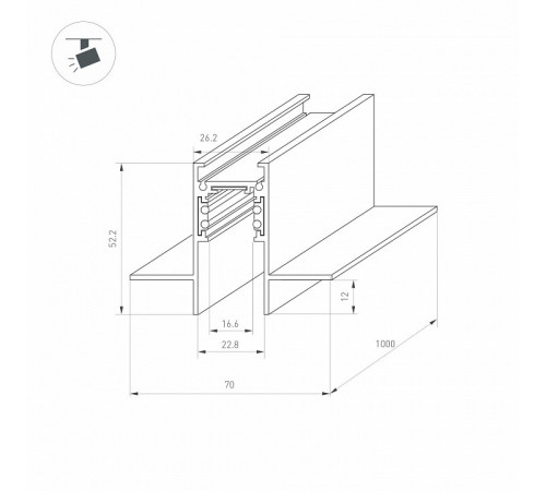 Встраиваемый магнитный шинопровод Arlight MAG-ORIENT-TRACK-2652-FDW-1000 (BK) 035566 Встраиваемый магнитный шинопровод Arlight MAG-ORIENT-TRACK-2652-FDW-1000 (BK) 035566