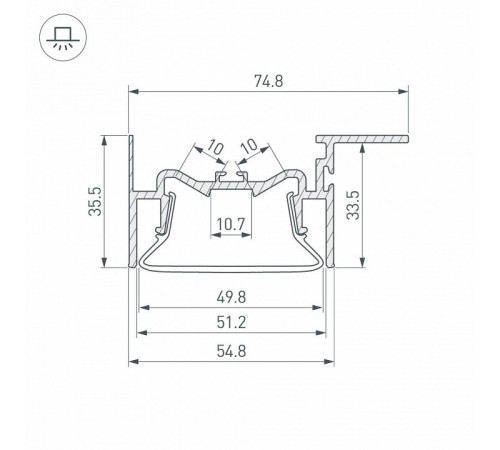 Алюминиевый профиль Arlight Foled-50-Ceil-Side-2000 035770
