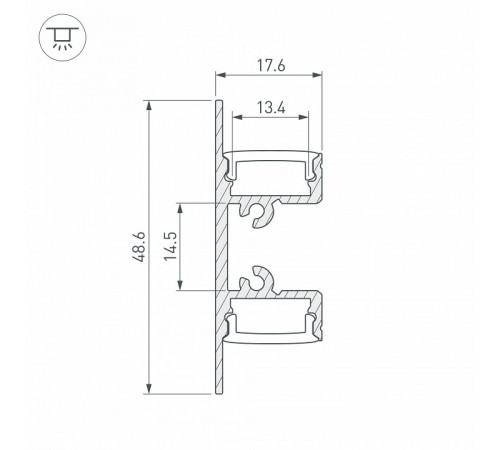 Алюминиевый профиль Arlight ARH-Wall-1849-Dual-2000 Anod 036339 Алюминиевый профиль Arlight ARH-Wall-1849-Dual-2000 Anod 036339
