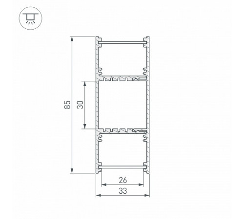Алюминиевый профиль Arlight ARH-Wall-3385-Dual-2000 Anod 036341