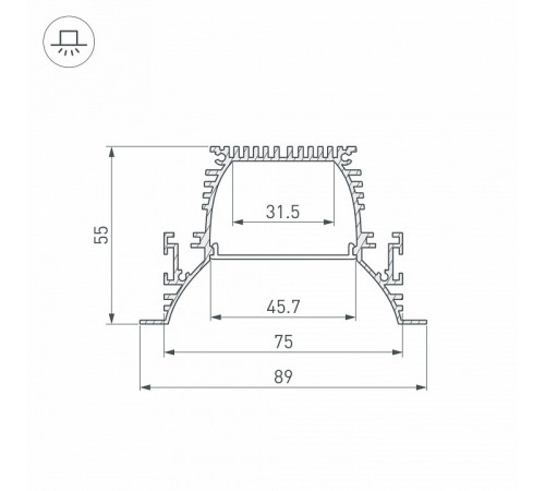 Алюминиевый профиль Arlight ARH-Power-W90-F-Comfort-2000 Anod 036357