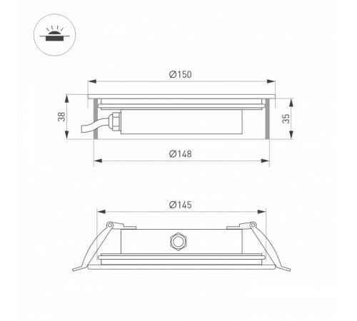 Грунтовый светильник Arlight ART-GROUND-SLIM-R160-15W Warm3000 (SL, 30 deg, 24V) 038167 Грунтовый светильник Arlight ART-GROUND-SLIM-R160-15W Warm3000 (SL, 30 deg, 24V) 038167