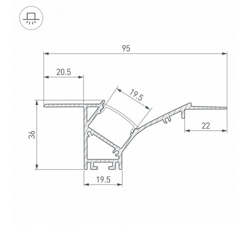 Профиль Arlight FANTOM-W45-BEVEL-2000 WHITE 039949