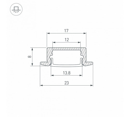 Профиль Arlight LINE-2308-F-2000 ANOD 040300 Профиль Arlight LINE-2308-F-2000 ANOD 040300