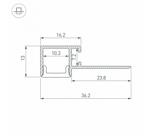 Профиль Arlight FANTOM-W12-EDGE-2000 ANOD 040329