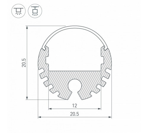 Профиль Arlight ROUND-D20-2000 ANOD 040645