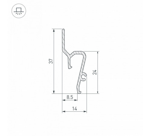 Профиль Arlight STRETCH-SHADOW-TECH-VENT-2000 BLACK (A2-DELTA) 041160