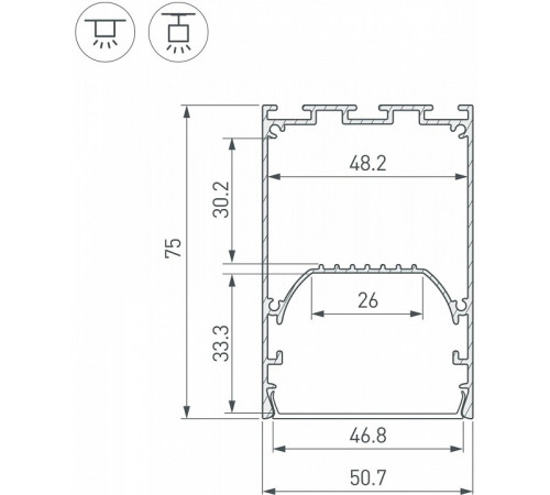 Алюминиевый профиль Arlight LINE-S-5075-2000 WHITE 041850 Алюминиевый профиль Arlight LINE-S-5075-2000 WHITE 041850