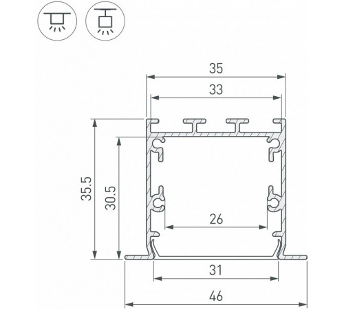 Алюминиевый профиль Arlight LINIA49-F-S-2000 BLACK 041873 Алюминиевый профиль Arlight LINIA49-F-S-2000 BLACK 041873