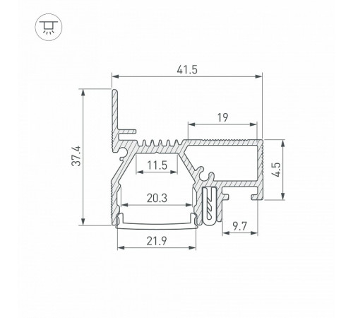 Профиль Arlight STRETCH-20-WALL-D-SIDE-2000 BLACK 042947