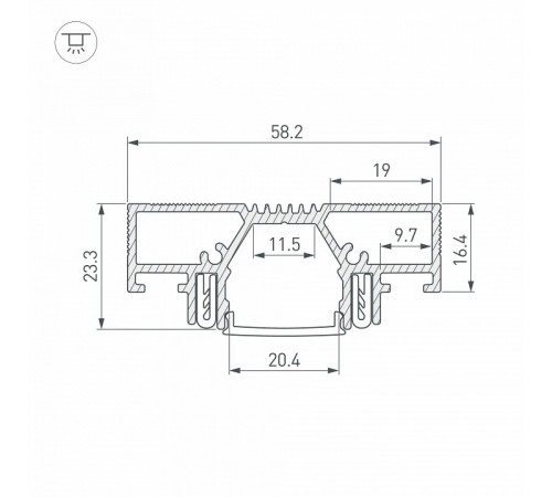 Профиль Arlight STRETCH-20-CEIL-D-CENTER-2000 WHITE 042948