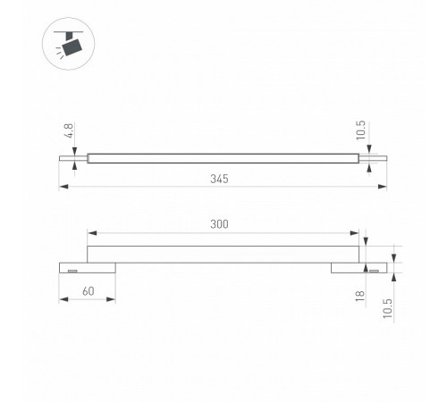Трековый магнитный светильник Arlight MAG-MICROCOSM-FLAT-L300-8W Warm3000 (BK, 100 deg, 24V) 043271
