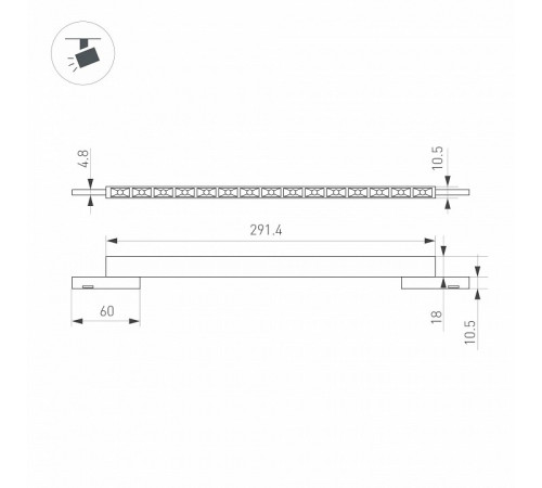 Трековый магнитный светильник Arlight MAG-MICROCOSM-LASER-L300-15W Day4000 (BK, 30 deg, 24V) 043276