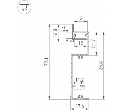 Профиль Arlight PLINTUS-H73-F-2000 BLACK 043480