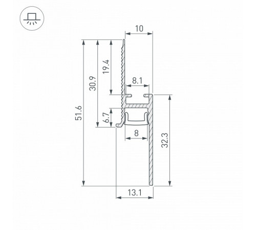 Алюминиевый профиль Arlight PLINTUS-FANTOM-BENT-H20-SIDE-2000 WHITE 043674(1)
