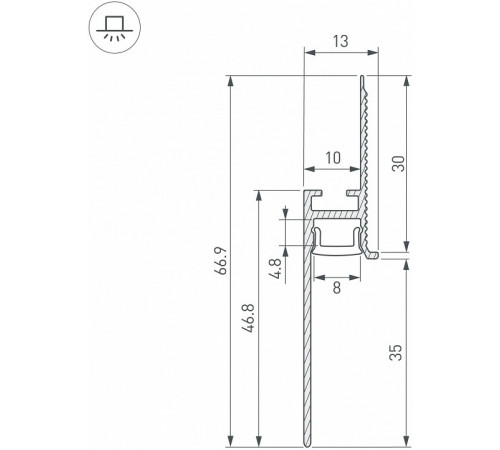 Профиль Arlight PLINTUS-FANTOM-BENT-H35-SIDE-2000 BLACK 043676