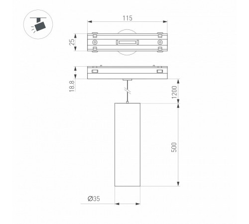 Трековый магнитный светильник Arlight MAG-VIBE-SPOT-HANG-R35-10W Day4000 (BK, 24 deg, 48V) 044164 Трековый магнитный светильник Arlight MAG-VIBE-SPOT-HANG-R35-10W Day4000 (BK, 24 deg, 48V) 044164