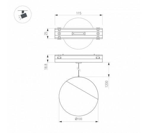 Трековый магнитный светильник Arlight MAG-VIBE-EMISFERO-HANG-R100-6W Day4000 (BK, 130 deg, 48V) 044165 Трековый магнитный светильник Arlight MAG-VIBE-EMISFERO-HANG-R100-6W Day4000 (BK, 130 deg, 48V) 044165