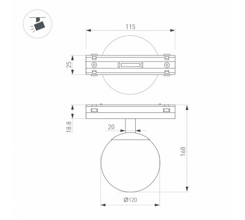 Трековый магнитный светильник Arlight MAG-VIBE-SFERO-R120-6W Day4000 (BK, 235 deg, 48V) 044166