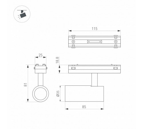 Трековый магнитный светильник Arlight MAG-VIBE-SPOT-R35-8W Day4000-MIX (BK, 24 deg, 48V, TUYA Zigbee) 044168 Трековый магнитный светильник Arlight MAG-VIBE-SPOT-R35-8W Day4000-MIX (BK, 24 deg, 48V, TUYA Zigbee) 044168