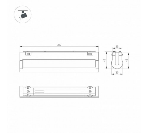 Трековый магнитный светильник Arlight MAG-VIBE-LASER-TURN-L209-12W Day4000-MIX (BK, 24 deg, 48V, TUYA Zigbee) 044177