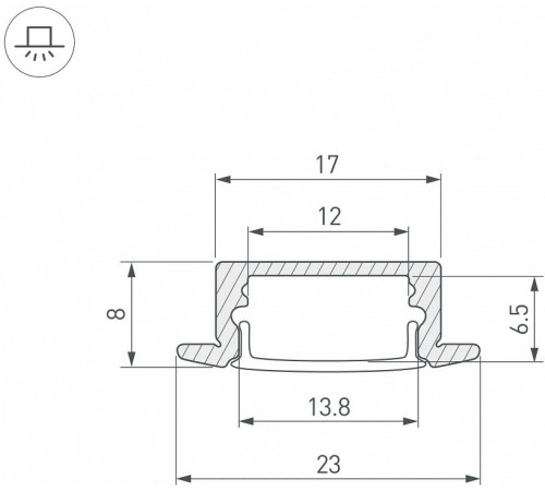 Алюминиевый профиль Arlight LINE-2308-F-2000 WHITE 044237