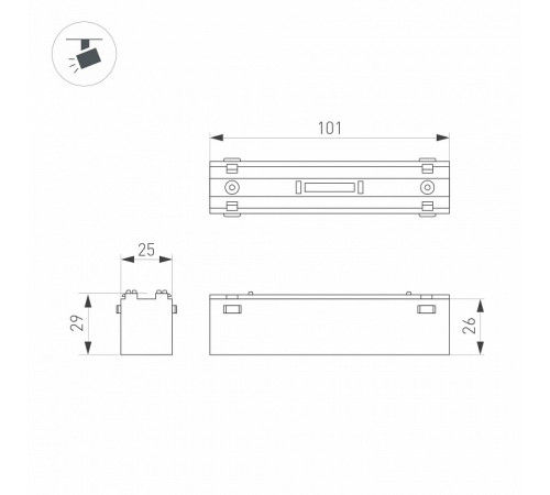 Трековый магнитный светильник Arlight MAG-VIBE-LASER-L101-6W Day4000 (BK, 24 deg, 48V) 044414