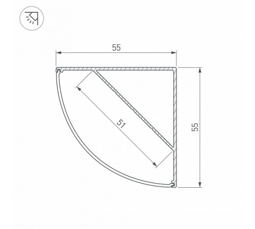 Алюминиевый профиль Arlight KANT-H55-2000 ANOD 044578 Алюминиевый профиль Arlight KANT-H55-2000 ANOD 044578
