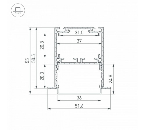 Алюминиевый профиль Arlight SL-LINIA52-3L-F-2000 ANOD BLACK 044685