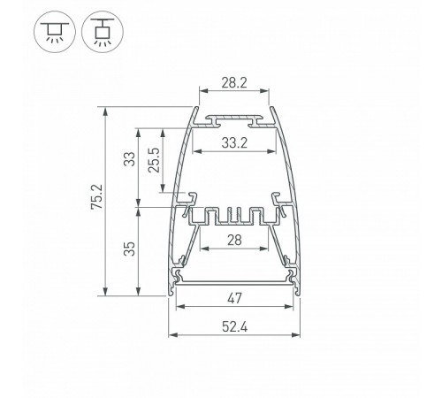 Алюминиевый профиль Arlight LINE-5075-U-HONEYCOMB-2000 BLACK 044885