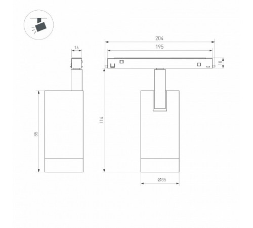 Трековый магнитный светильник Arlight MAG-ORIENT-SPOT-R35-6W Warm3000 (BR, 24 deg, 48V) 045064