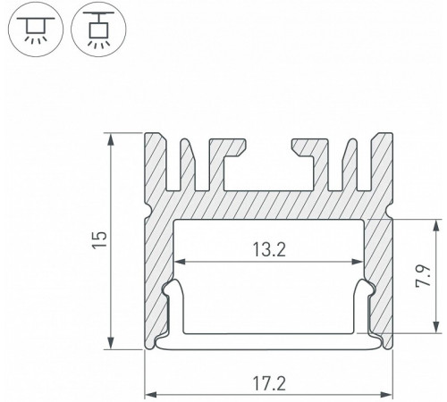 Алюминиевый профиль Arlight LINE-1716-2000 ANOD 046076