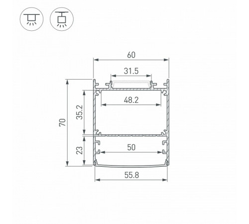 Профиль Arlight LINE-6070-2000 ANOD 046401 Профиль Arlight LINE-6070-2000 ANOD 046401