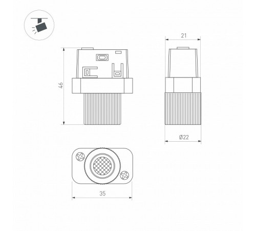 Трековый магнитный светильник Arlight MAG-ORIENT-BABY-R22-2W Day4000 (BK, 24 deg, 48V) 046621 Трековый магнитный светильник Arlight MAG-ORIENT-BABY-R22-2W Day4000 (BK, 24 deg, 48V) 046621