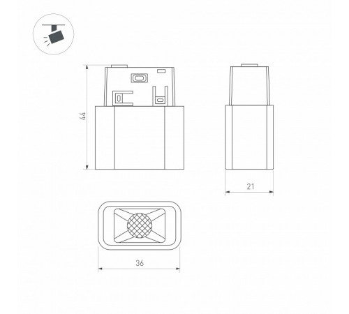 Трековый магнитный светильник Arlight MAG-ORIENT-BABY-S36x21-2W Day4000 (BK, 24 deg, 48V) 046622 Трековый магнитный светильник Arlight MAG-ORIENT-BABY-S36x21-2W Day4000 (BK, 24 deg, 48V) 046622