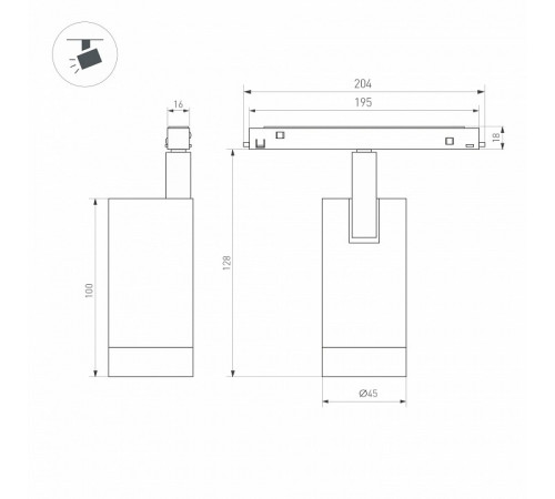 Трековый магнитный светильник Arlight MAG-ORIENT-SPOT-R45-9W Day4000 (BK, 24 deg, 48V) 046802 Трековый магнитный светильник Arlight MAG-ORIENT-SPOT-R45-9W Day4000 (BK, 24 deg, 48V) 046802