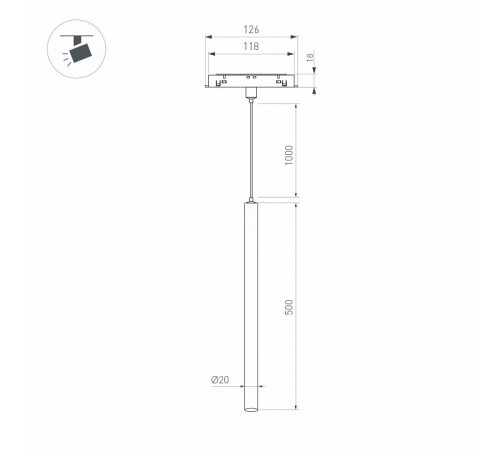 Трековый магнитный светильник Arlight MAG-ORIENT-SPOT-HANG-L500-R20-3W Warm3000 (BK, 20 deg, 48V) 046897
