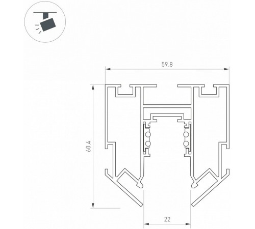 Шинопровод встраиваемый Arlight MAG-ORIENT-TRACK-2653-STR-G-3000 (BK) 047572
