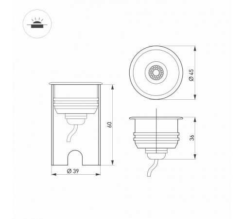 Грутовый светильник Arlight KT-AQUA-R45-3W Warm3000 047698 Грутовый светильник Arlight KT-AQUA-R45-3W Warm3000 047698