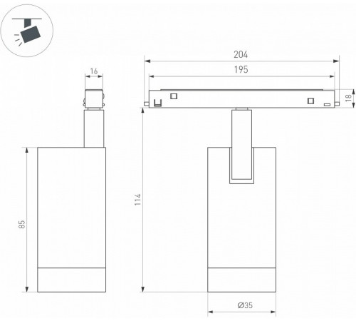 Трековый магнитный светильник Arlight MAG-ORIENT-SPOT-R35-6W Warm2700 049727 Трековый магнитный светильник Arlight MAG-ORIENT-SPOT-R35-6W Warm2700 049727