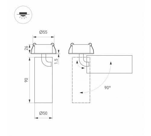Встраиваемый спот Arlight SP-GABI-BUILT-FLAP-R50-9W Day4000 049930 Встраиваемый спот Arlight SP-GABI-BUILT-FLAP-R50-9W Day4000 049930