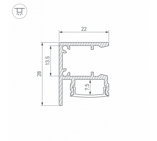 Алюминиевый профиль Arlight WALL-2228-2000 ANOD 050466 Алюминиевый профиль Arlight WALL-2228-2000 ANOD 050466
